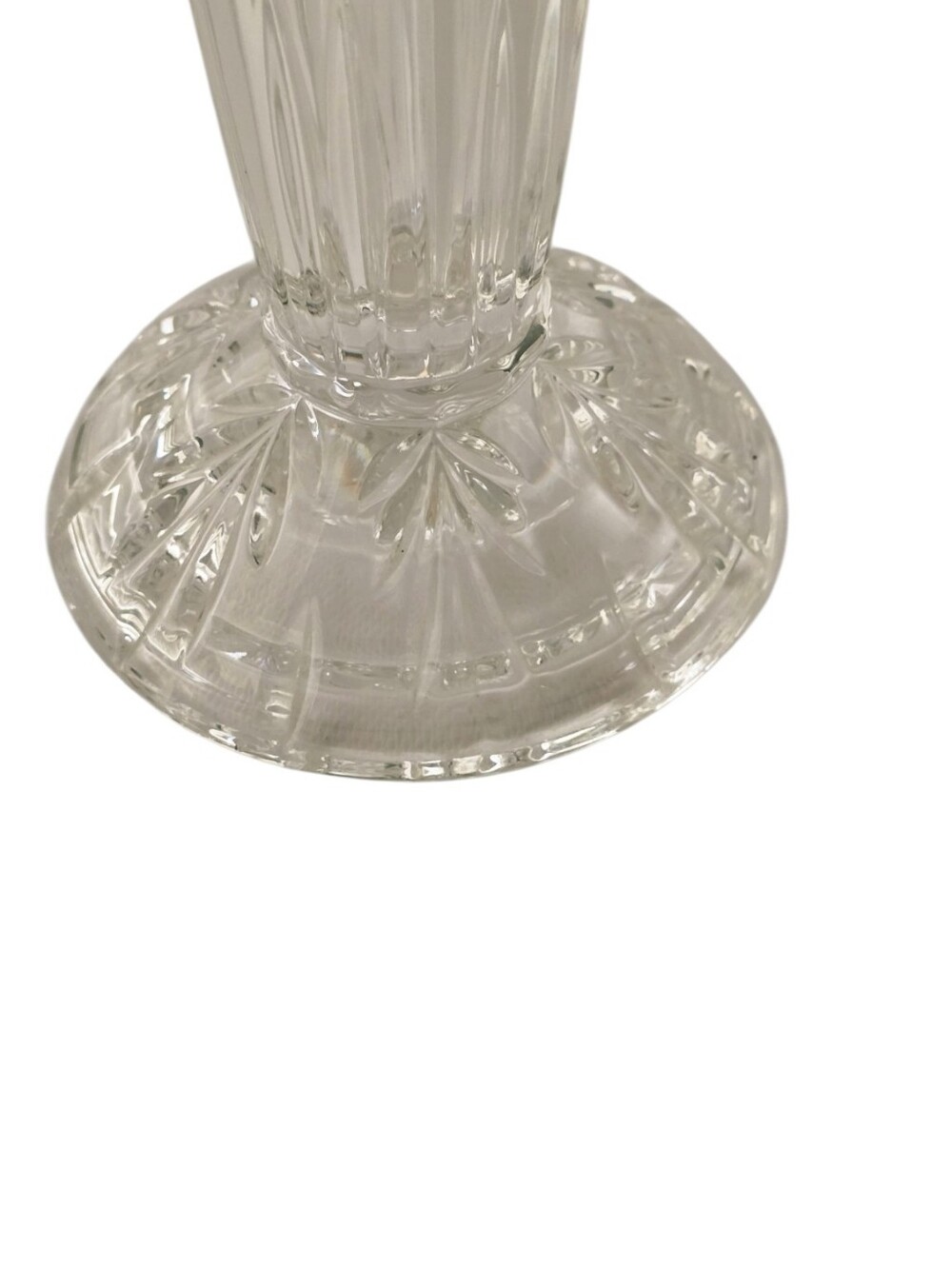 Vintage Cut Crystal Trumpet Vase 8" Starburst Clear Glass Floral Vase - Picture 7 of 8
